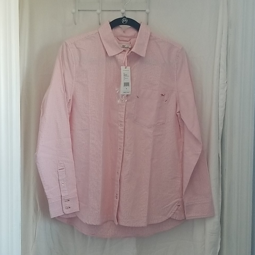 NWT Vineyard Vines Pink and White Striped Shirt